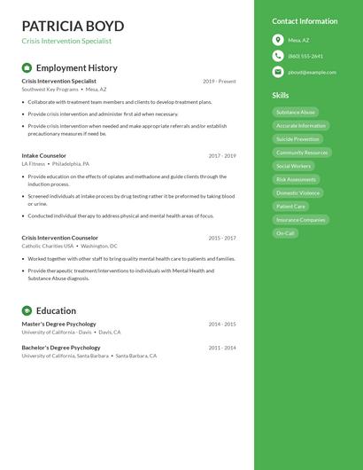 Crisis Intervention Specialist Resume