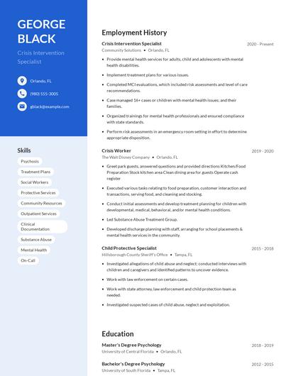 Crisis Intervention Specialist Resume