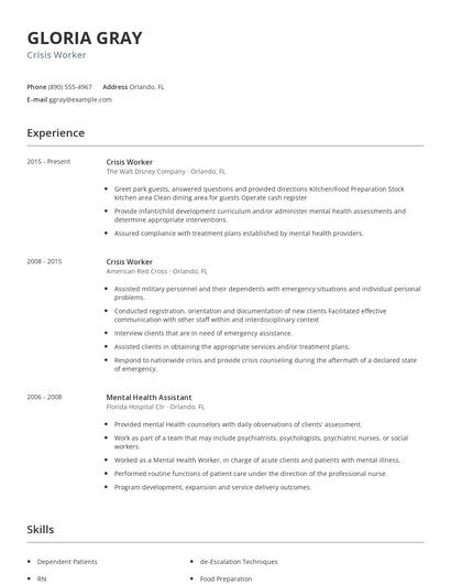 Crisis Worker Resume