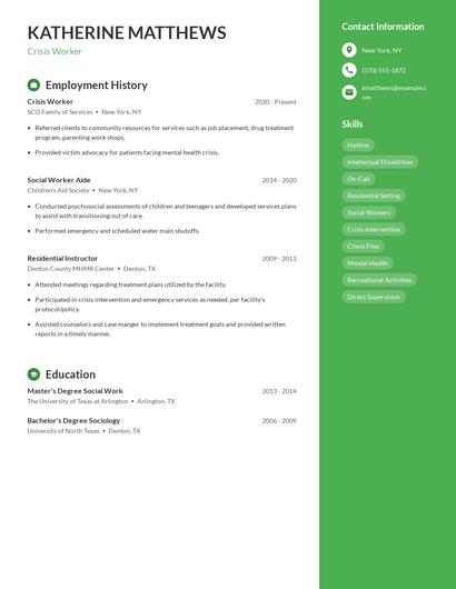 Crisis Worker Resume