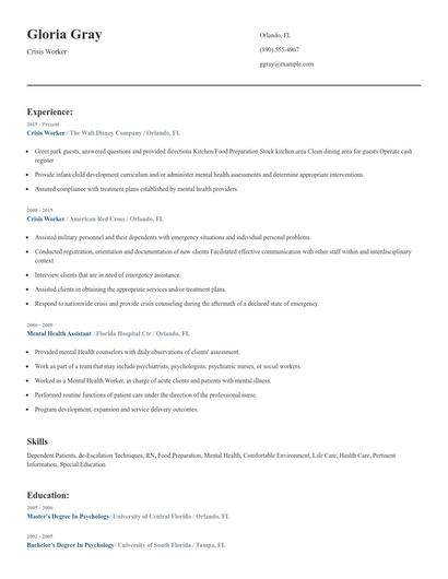 Crisis Worker Resume