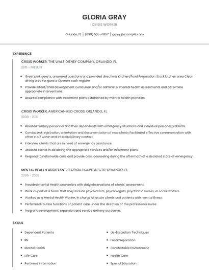 Crisis Worker Resume