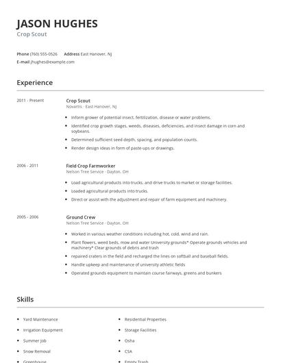 Crop Scout Resume