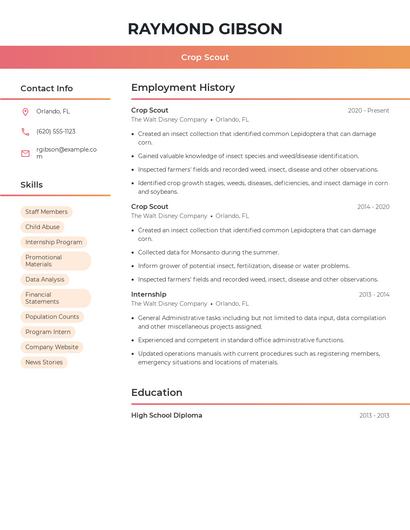 Crop Scout Resume