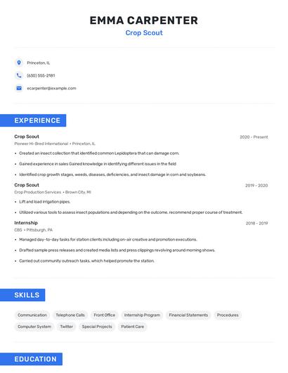 Crop Scout Resume