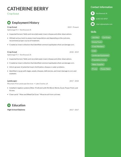 Crop Scout Resume