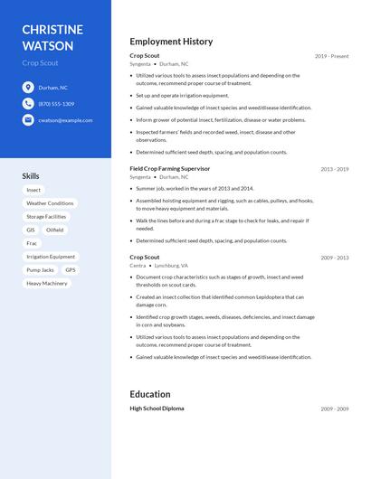 Crop Scout Resume