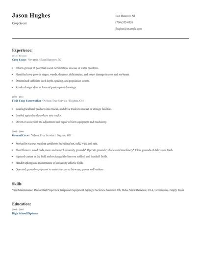 Crop Scout Resume