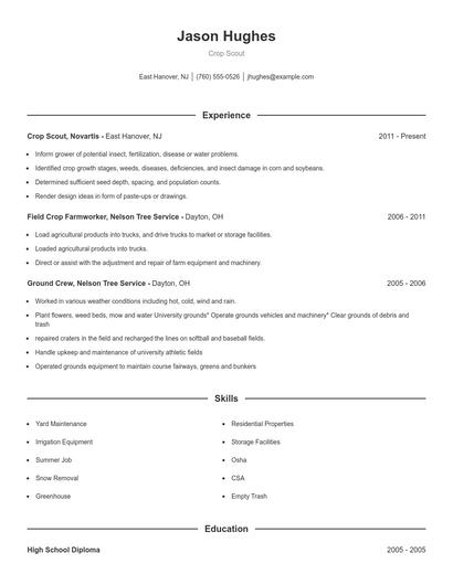 Crop Scout Resume