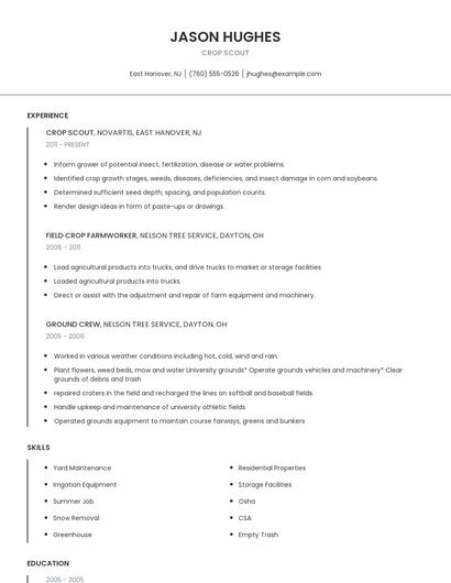 Crop Scout Resume