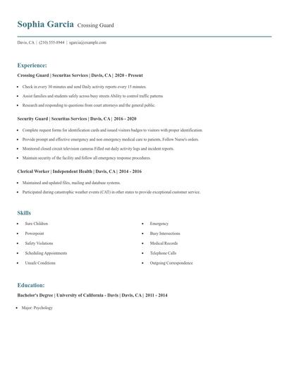 Crossing Guard Resume