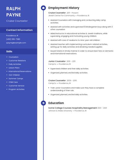 Cruise Counselor Resume