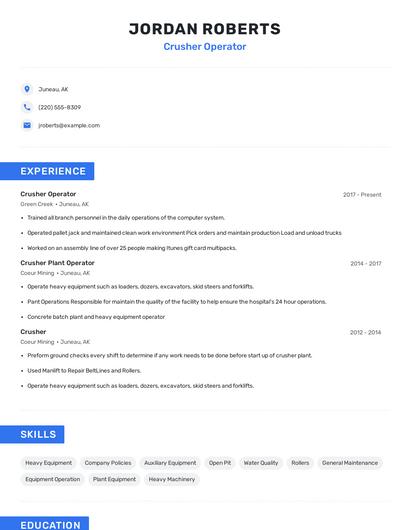 Crusher Operator Resume