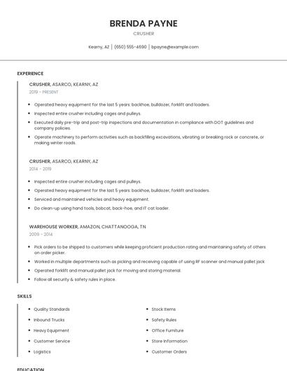 Crusher Resume