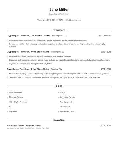Resume example 1