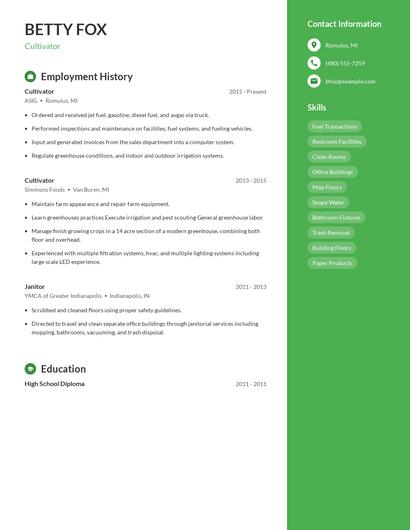 Cultivator Resume