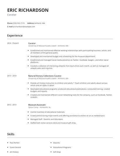 Curator Resume