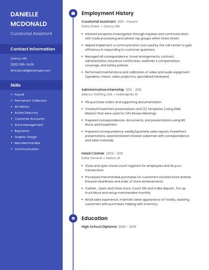 Curatorial Assistant Resume