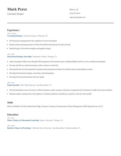 Curriculum Designer Resume