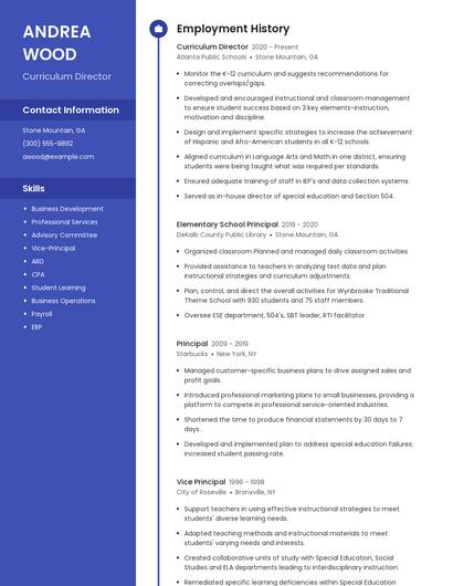 Curriculum Director Resume