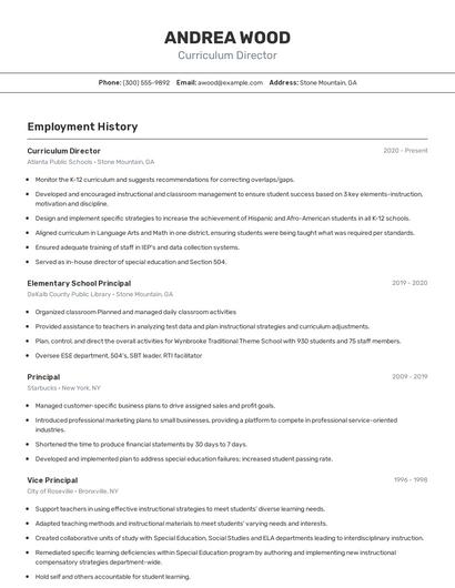 Curriculum Director Resume