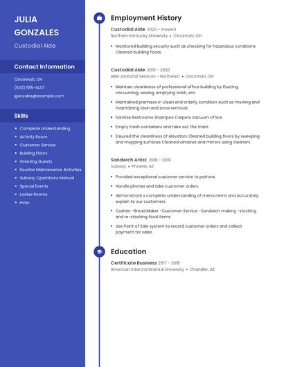 Custodial Aide Resume