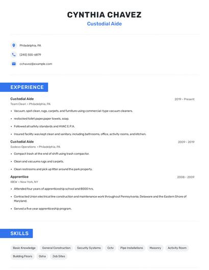 Custodial Aide Resume