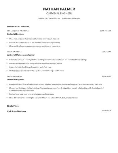 Custodial Engineer Resume