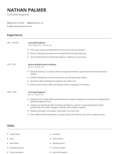 Custodial Engineer Resume