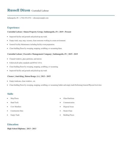 Custodial Labour Resume