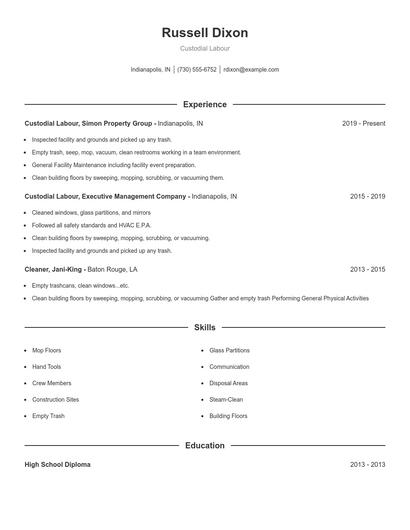 Custodial Labour Resume