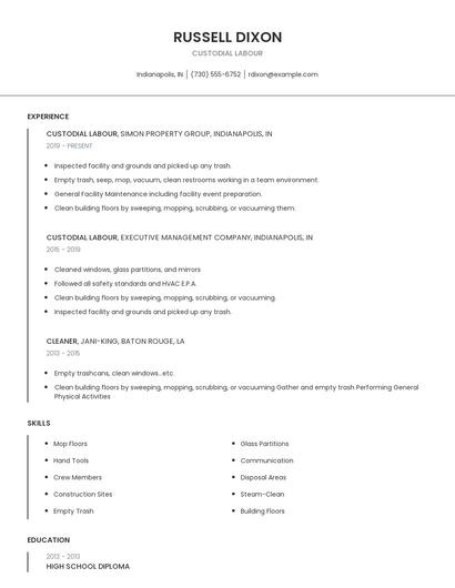 Custodial Labour Resume