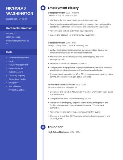 Custodial Officer Resume
