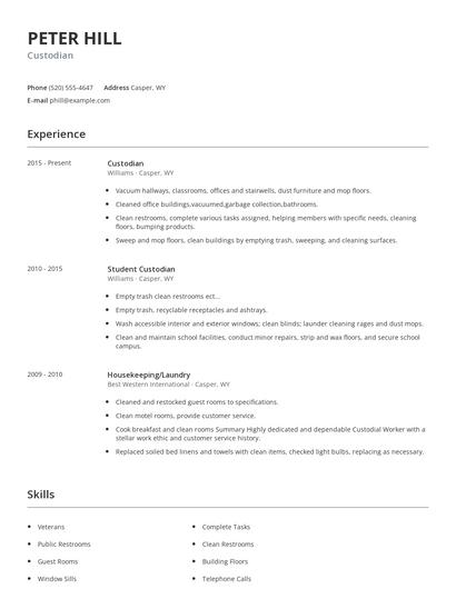 Custodian Resume
