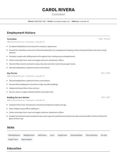 Custodian Resume