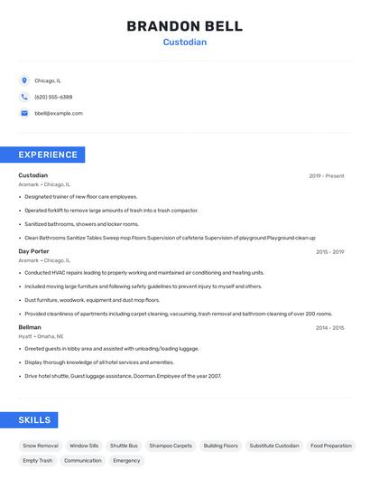 Custodian Resume