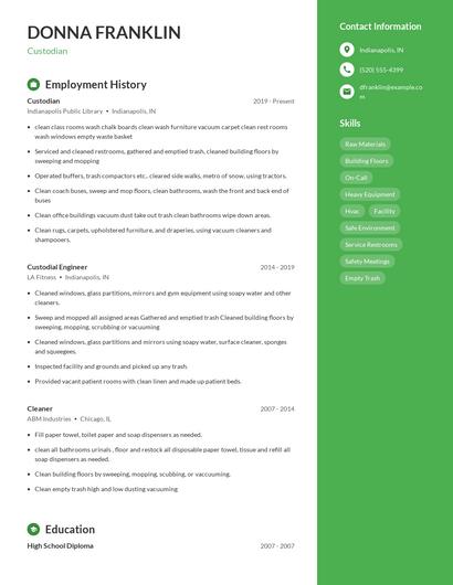 Custodian Resume