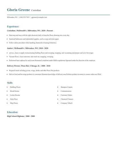 Custodian Resume