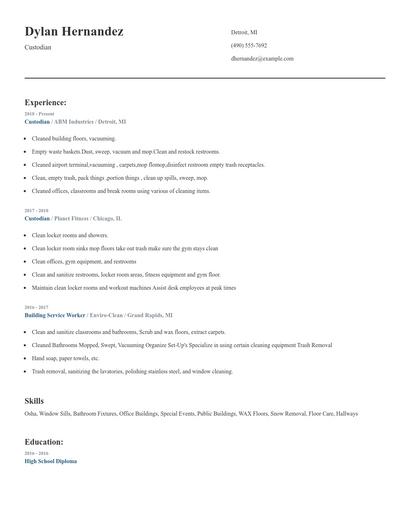 Custodian Resume