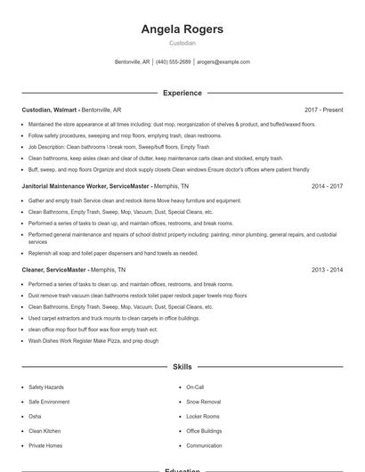 Custodian Resume