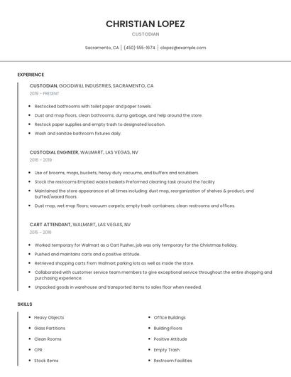 Custodian Resume