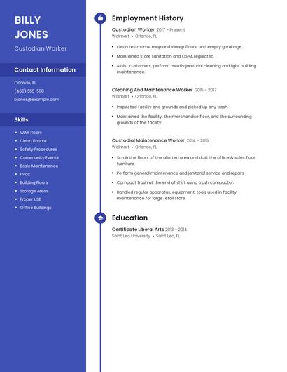 Custodian Worker Resume