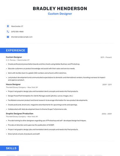 Custom Designer Resume