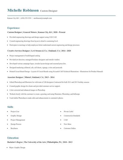 Custom Designer Resume
