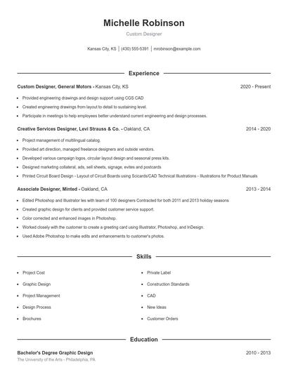 Custom Designer Resume