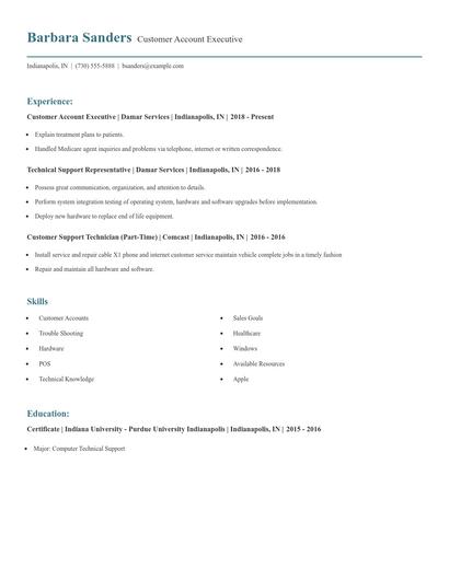 Customer Account Executive Resume