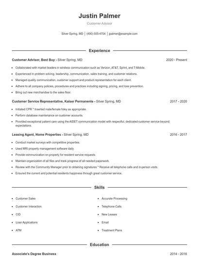 Resume example 1