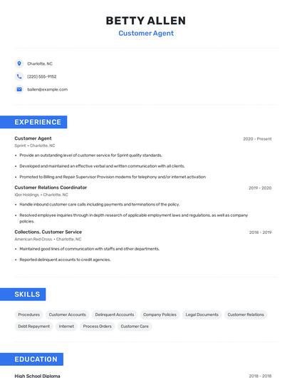 Customer Agent Resume