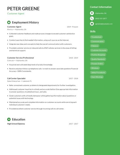 Customer Agent Resume