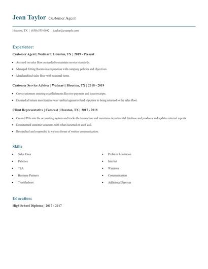 Customer Agent Resume